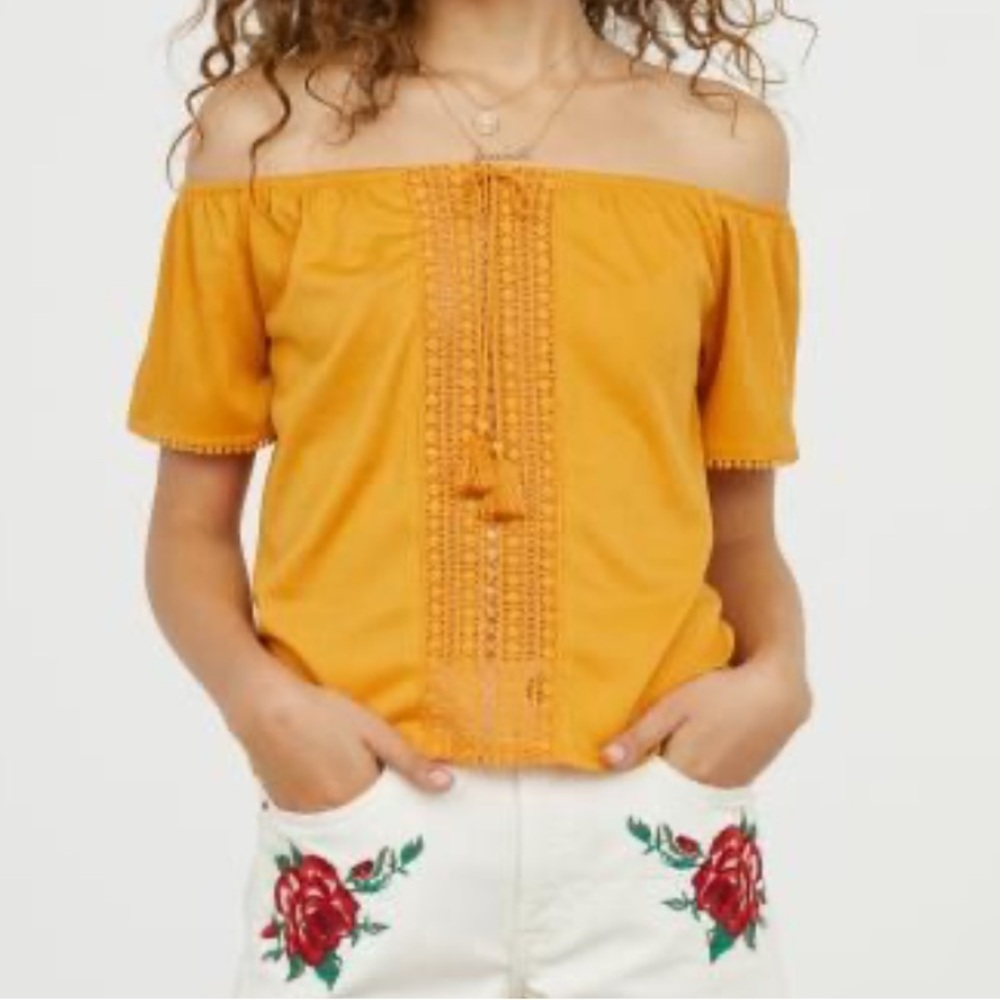 Women's Mustard Off-Shoulder Top
